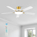 52 Inch Ceiling Fans with Lights and Remote,Ultra Silent Low Profile Ceiling Fan with Three Color Temperature and Dimmable Light with Reversible Blades White Gold