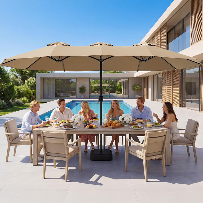 15FT Double-Sided Patio Umbrella with Base Included