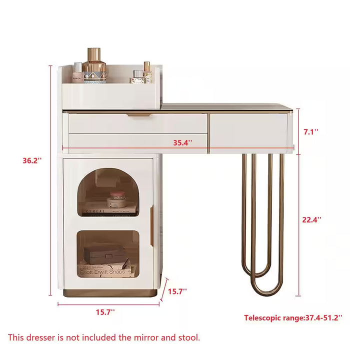 Modern White 35.4 In. W Table Dressing Makeup Vanity Desk with Drawers