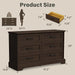 Dresser for Bedroom, Farmhouse 6 Drawers Dressers, Brown