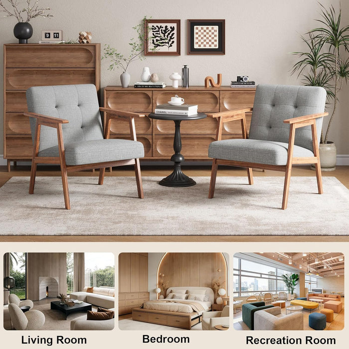 Gray Upholstered Contemporary Accent Chair With Walnut