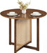 37.5" round Dining Table for 2-4, Farmhouse Kitchen Table with Solid Rubberwood Pedestal & Rattan Base, Modern Small Circle Dinner Table for Dinette Living Room