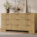 57" W Fluted Dresser with 9 Drawers, Wooden Dresser TV Stand