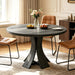 43.3" round Dining Table for 4-6 People | Farmhouse Kitchen Table, Mid Century Modern Circle Dining Table, Curved Solid Wood Frame, for Kitchen Dining Room, Black