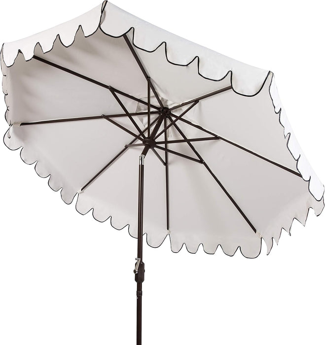 PAT8010A Collection Venice Navy and White Single Scallop 9Ft Crank Outdoor Push Button Tilt Umbrella