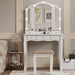 White Cosmetic Vanity Desk With Illuminated Mirror