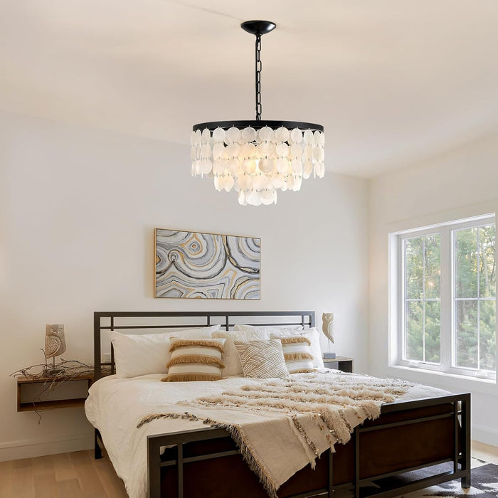 18 Inches Capiz Shell Chandelier Dimmable Luminaire