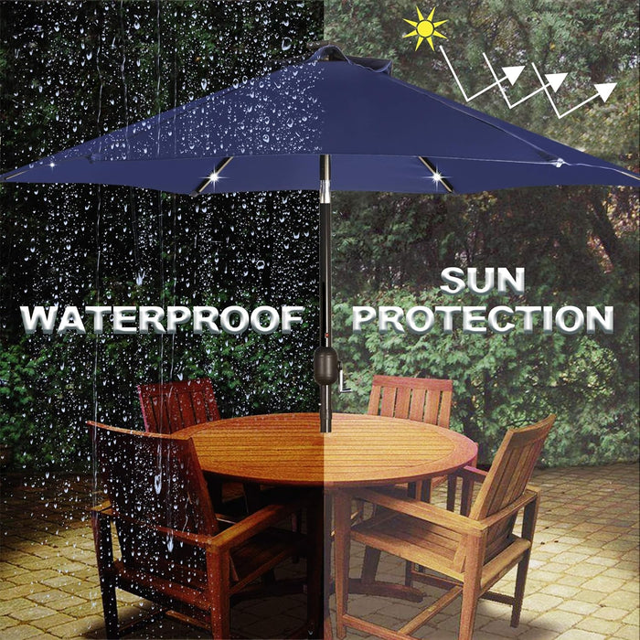 7.5 Ft Solar Umbrella, 18 LED Lighted Patio Umbrella, Table Market Umbrella