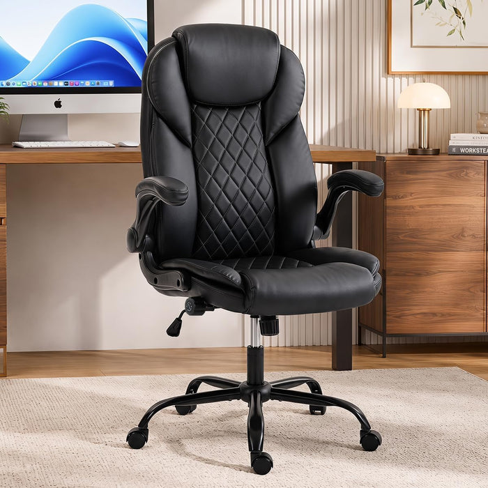 Ergonomic Office Chair - High Back PU Leather Desk Chair Black