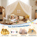 Large Kids Play Tent, 55.1In Length, Fits 3-4 Children,Indoor Playhouse for Kids, with Padded Mat and Lights, Bed Tent for Toddler, Birthday for Boys Girls