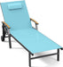 Outdoor Lounge Chair with Pillow, 5-Position Chaise Lounge with Wheels & Armrests, 400 Lbs Heavy Duty Aluminum Pool Lounger for Beach, Deck, Backyard & Poolside, Lake Blue