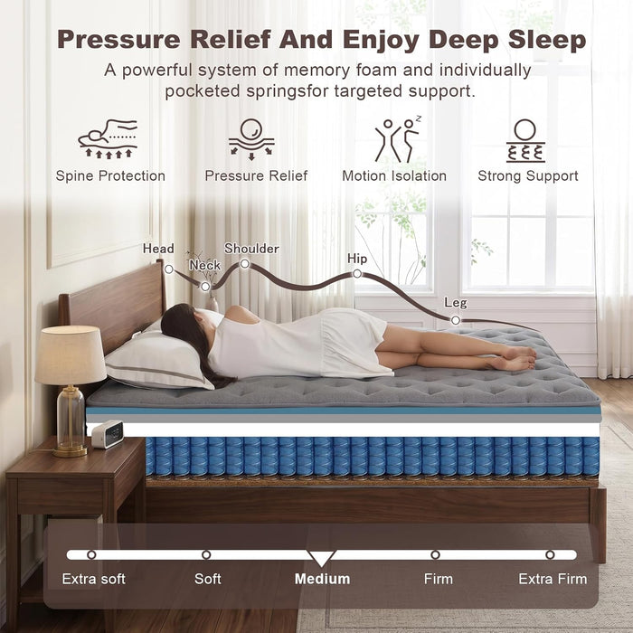 Full Size Mattress, 12 Inch Memory Foam Hybrid Mattresses for Pressure Relief, Motion Isolation, Breathable Comfort and Durable, Certipur-Us