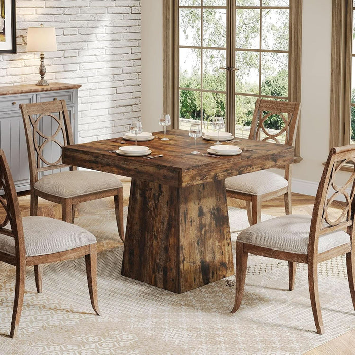 Square Dining Table for 4, 31.5" Farmhouse Small Kitchen Table