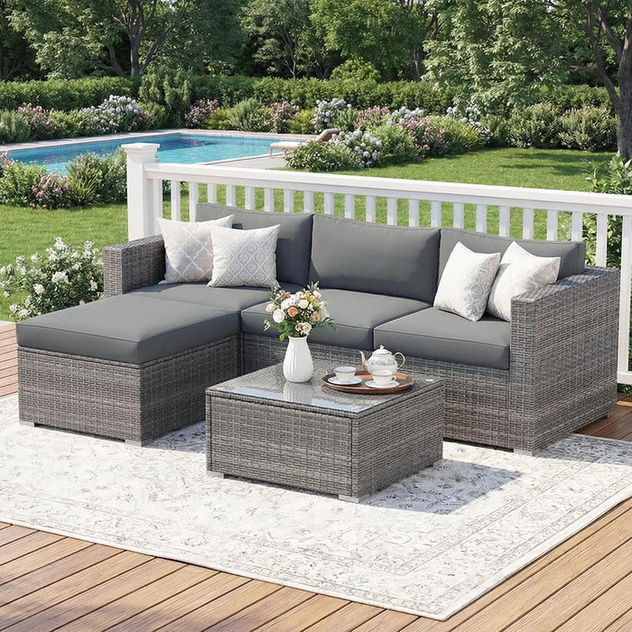 Outdoor Patio Furniture Set, All Weather Patio Sectional Sofa