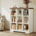 9 Cube Organizer Bookcase, Cube Shelf with Storage, Walnut + White