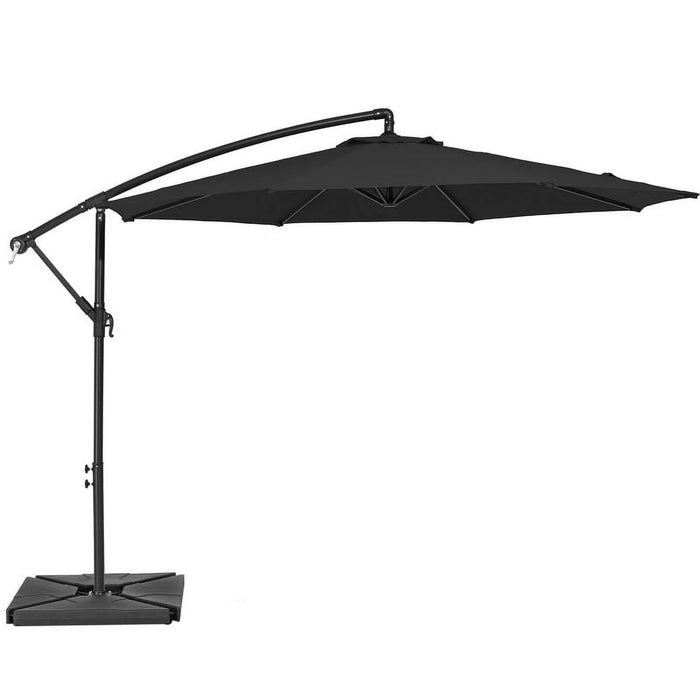 10Ft Heavy Duty Patio Hanging Offset Cantilever Patio Umbrella W/ Base Included, Black