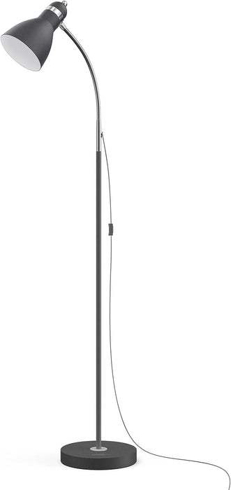 Black Floor Reading Lamp With Adjustable Gooseneck