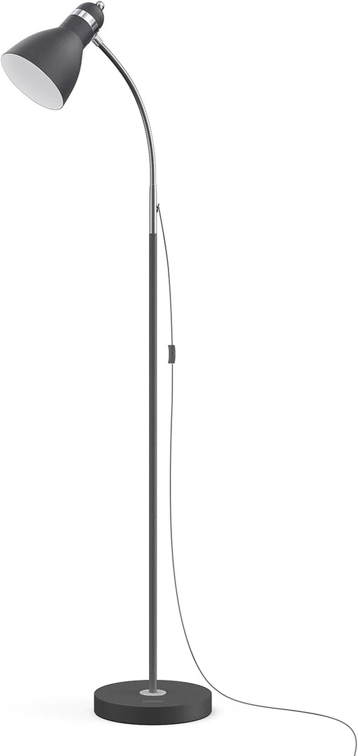 Black Floor Reading Lamp With Adjustable Gooseneck