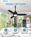 Outdoor Ceiling Fans with Light for Patios, 42In Weatherproof Plug in Ceiling Fan, 3CCT Dimmable Gazebo Fan Remote&App Control, Black Caged Ceiling Fan for Porch, Pergola,Canopy,Pavilion