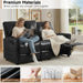 Manual Reclining Loveseat Sofa with Reversible Console, Double Recliner Couch with Cup Holders & Charging Ports, PU Leather 2-Seater Recliner Sofa for Living Room, RV, Small Spaces, Black