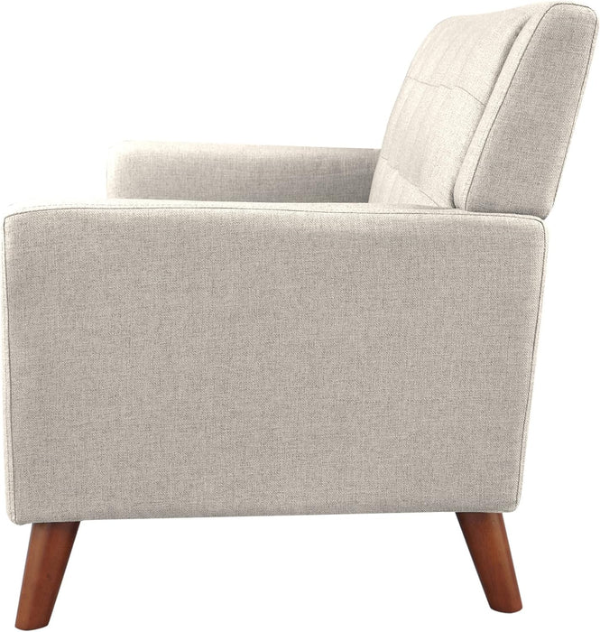 Mid-Century Modern Fabric Loveseat Beige