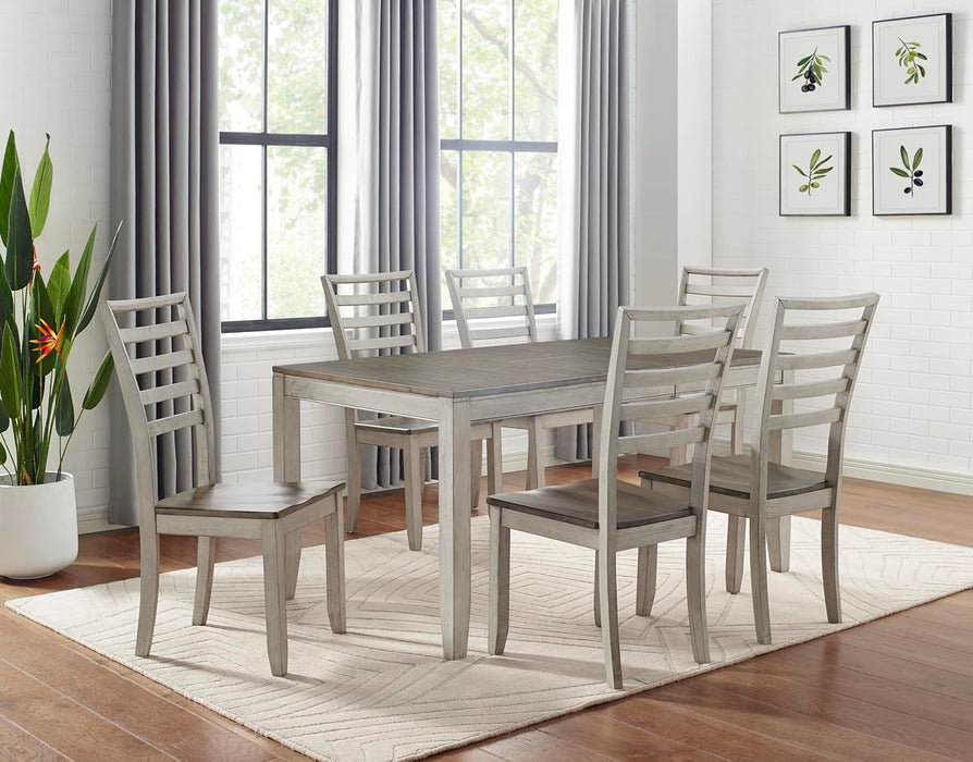 Furniture Abacus Rectangular Dining Table, 48"-60" Table W/ 12" Butterfly Leaf Extention, Seats up to 6, Kitchen/Dining/Living Room, Asian Hardwood Solids, 36" D X 48" W X 30" H, Gray
