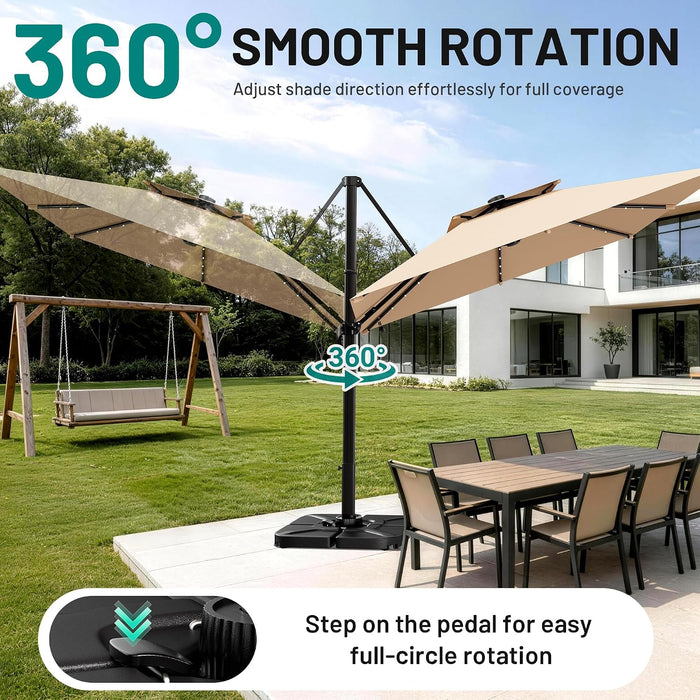 Cantilever Patio Umbrella with Solor Lights