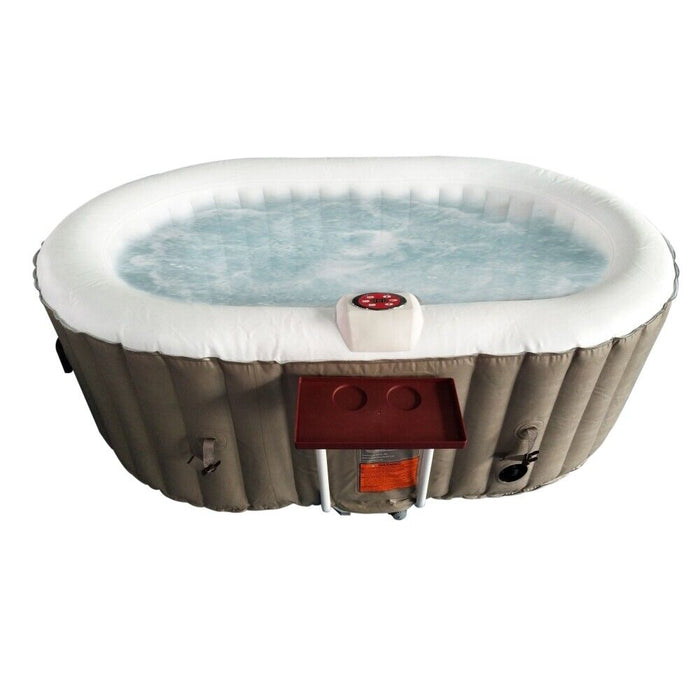 ALEKO Oval Spa Inflatable 2 Prs Hot Tub Personal Spa 145 Gallon with Drink Tray