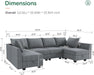  Bluish Grey U-Shaped Sectional Sofa Modular, Storage