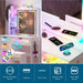 Vanity with LED Mirror, 6 Drawer Dresser with Charging Station for Bedroom, Small Makeup Vanitys Table with RGB Light, Vanity Set with Chair,Jewelry Organizer for Girls-White