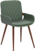 Mid Century Modern Faux Leather Dining Chairs Set of 2, Green, Upholstered Seat, Metal Legs, Adjustable Foot for Kitchen Dining Room Desk Chairs