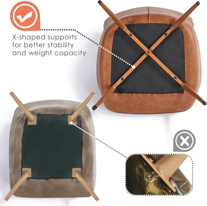 Leather Accent Chairs, Living Room Chairs Leather Large Armchairs Accent Chairs with Metal Legs for Living Bedroom Office Statement, Camel