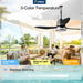 42 Inch Outdoor Ceiling Fans with Lights for Patios, IP65 Waterproof Gazebo Fan Remote Control,3Cct, 6 Speeds, Hook Hanging Plug in Ceiling Fan for Patio Porch Pergola Garage Canopy (Black)