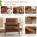 Solid Wood Wide Armrests Accent Chair Set of 2,Upholstered Mid Century Modern Chair with Pillow,Farmhouse Arm Chair Comfy Reading Chair,Chairs Living Room,Bedroom,Guest Room,Suede,Rustic