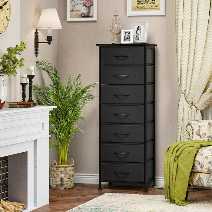 Black Tall Dresser with 7 Drawers