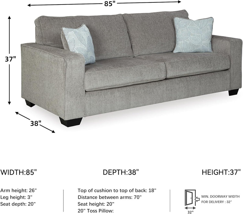 Queen Sofa Sleeper Light Gray Chenille Upholstered