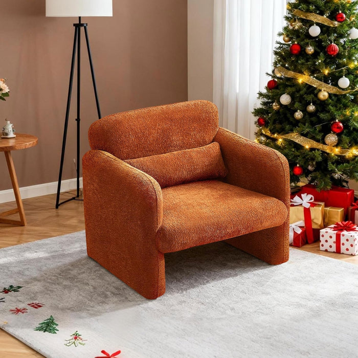 33.86" Accent Chairs, Modern Upgrade Sherpa Fabric Arm Chair Comfy Upholstered Armchair Leisure Single Sofa Chair with a Waist Pillow for Bedroom, Office and Living Room