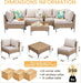 7 Piece Patio Furniture Set, Wicker Modular Outdoor Furniture with Thicker Cushions, Outdoor Couch Sofa for Garden, Poolside, Backyard, Beige