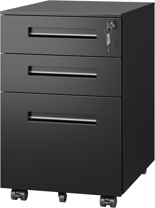 3 Drawer Mobile File Cabinet, Fully Assembled except Casters