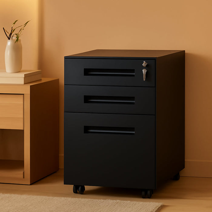 3 Drawer Mobile File Cabinet, Fully Assembled except Casters
