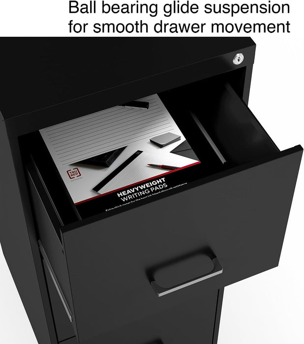 Vertical File Cabinet, 3-Drawer, Letter/Legal, Locking, Black