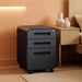 Stockpile 3 Drawer File Cabinet with Lock - under Office Desk Metal Filing Cabinet, Legal/Letter File Folders, Wheels and Stationary Feet, Pre-Assembled, Black/Grey