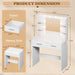 White Makeup Vanity Desk With Adjustable Illumination