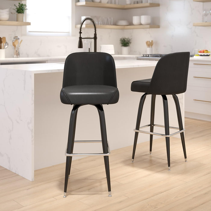 James 2 Pack Metal Barstool with Swivel Bucket Seat