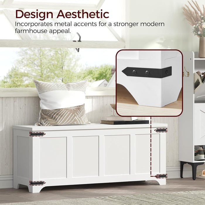 Premium White Storage Chest 47.2 Inches Contemporary