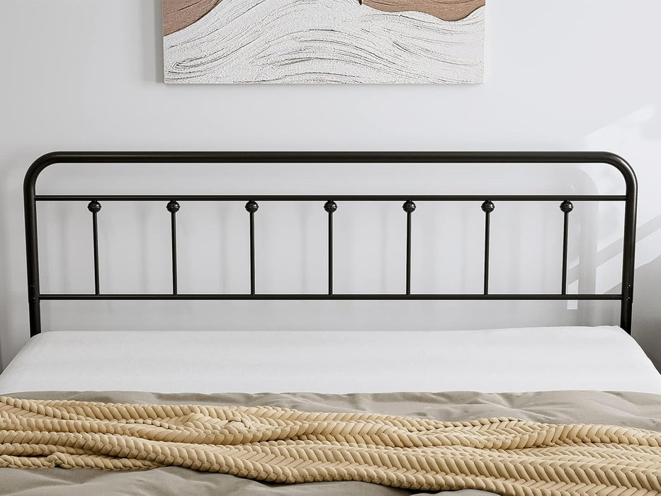 Metal King Size Headboard, Adjustable Height, Farmhouse Victorian Style, Easy Assembly, Steel Headboard Only for Bedroom, Black