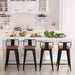 Bar Stools Set of 4 Metal Bar Stool Counter Height Bar Stools Black, Modern Bar Chairs with Back and Wooden Seat 30" Bar Stool Counter Height