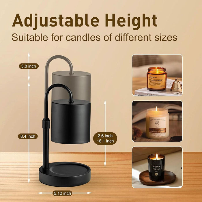 Dimmable Candle Warmer Lamp with Timer, Height Adjustable Electric Candle Wax Warmer, Christmas Birthday Gifts for Women Mom, House Warming Gifts New Home Room Decor, Black Solid Wood Base
