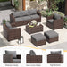 Patio Furniture Set, Outdoor Furniture Wicker Rattan Sofa, Outdoor Sectional with Ottomans, Patio Set for Backyard Porch Balcony (Grey)