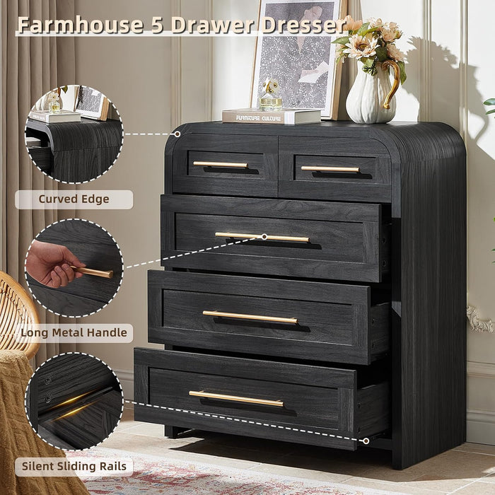 Chest of Drawers, Curved Dresser for Bedroom Small Dressers
